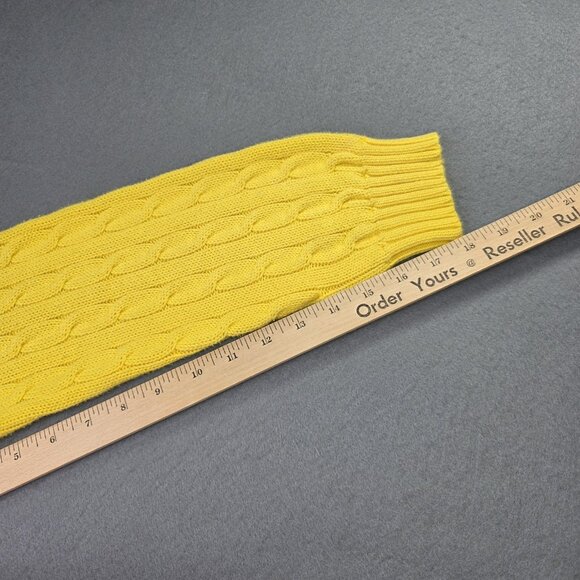 Ralph Lauren Sweater Womens XL Yellow Cable Knit V Neck Cotton Pony Pullover - Picture 7 of 10